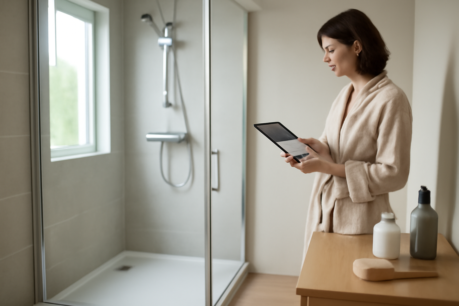 kinedo douche receveur et paroi en verre, salle de bains moderne