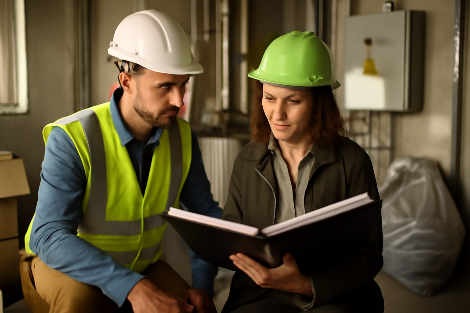 rep responsabilité élargie du producteur : documents et étiquettes d’équipements sur un chantier