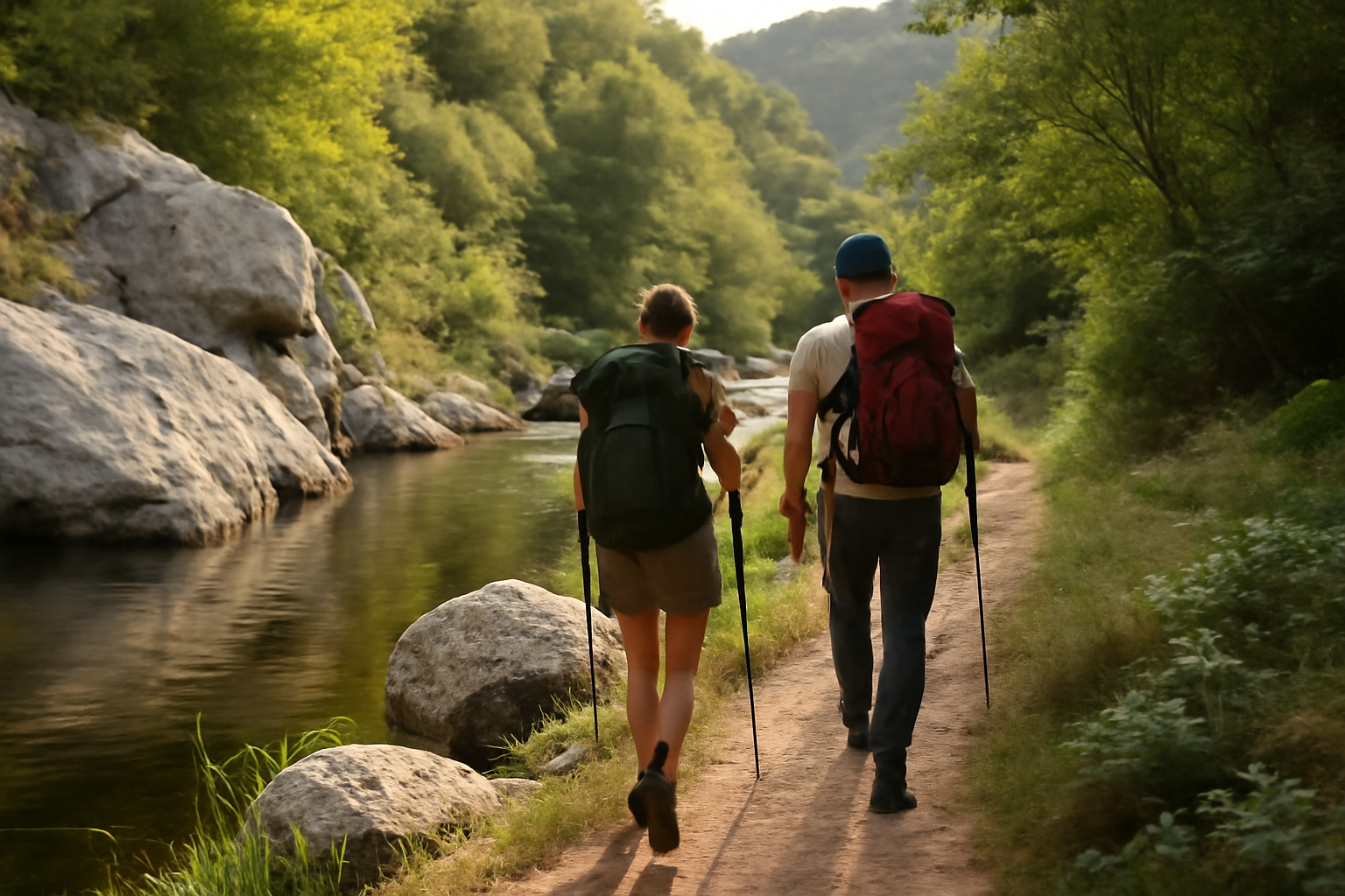Balade dans la vallée de la Cance en Ardèche près d’un cours d’eau rocheux