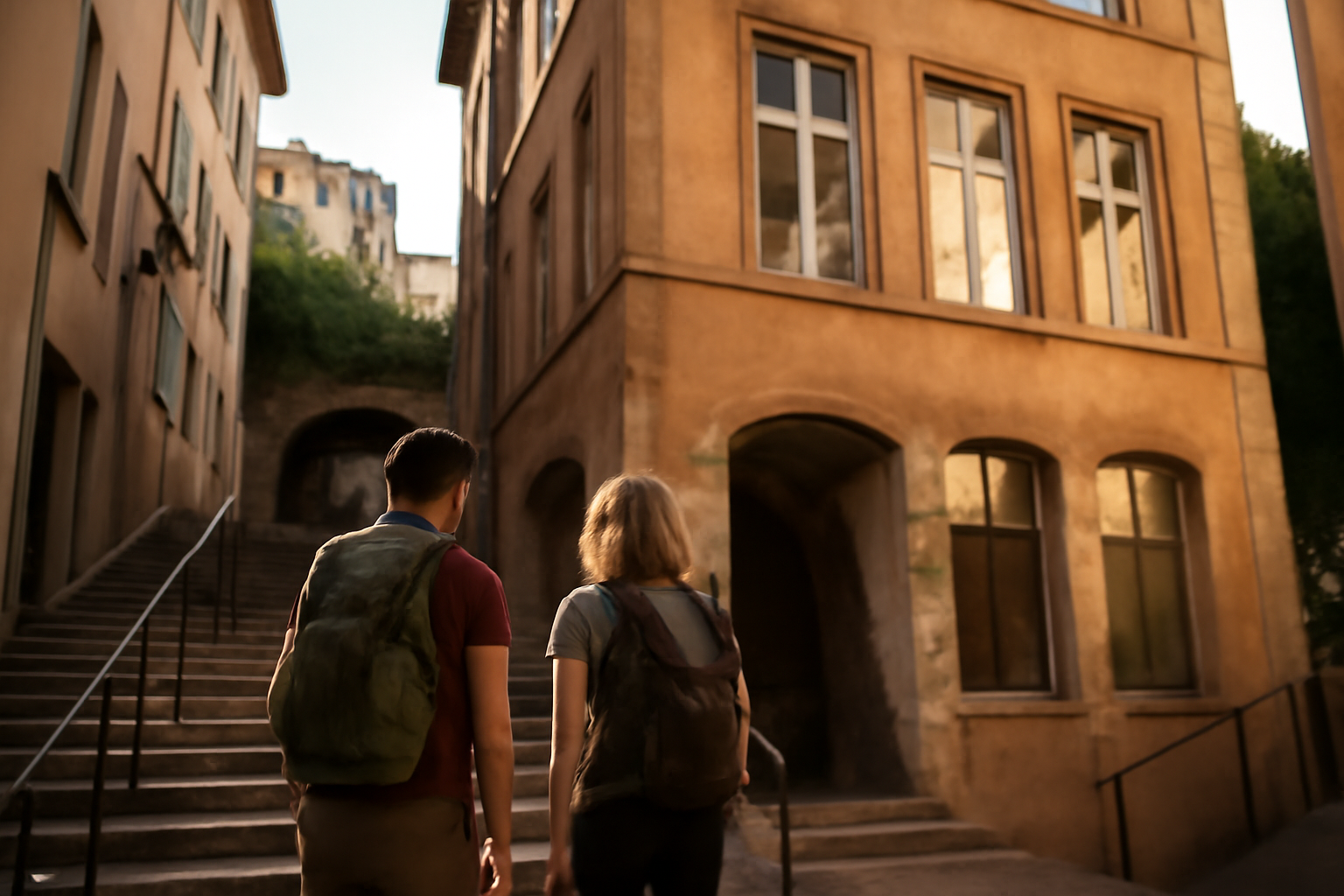 Lyon Croix-Rousse : pentes et traboules au coucher du soleil