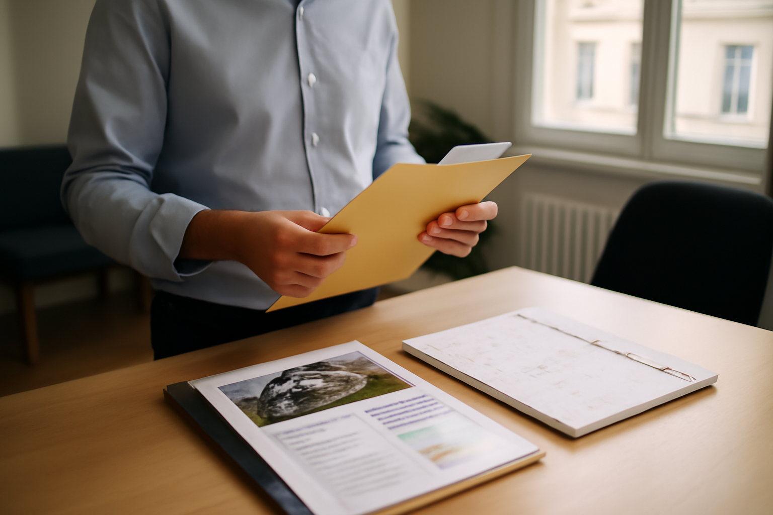 myprivatecloset immobilier : personne à une table avec dossiers, diagnostics et documents de vente