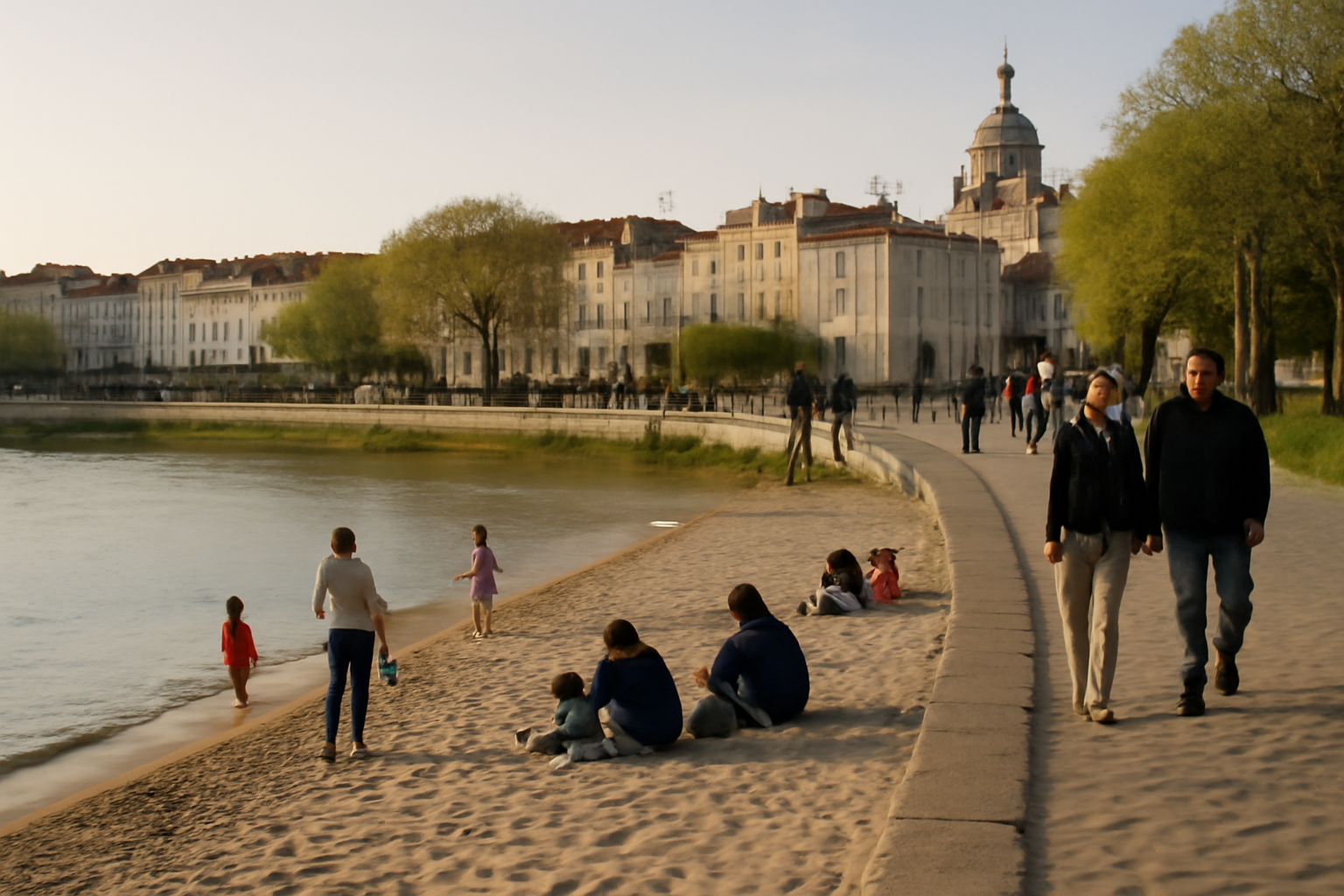Plage de la concurrence à La Rochelle près du Vieux-Port, promenade urbaine