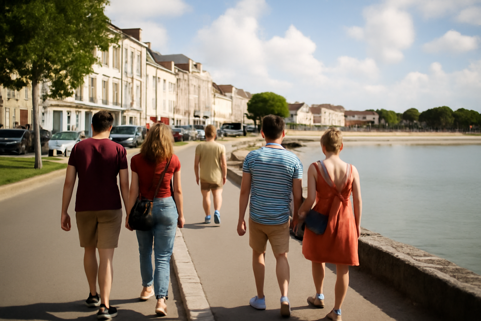 Promenade et accès à la plage de la concurrence à La Rochelle depuis le centre
