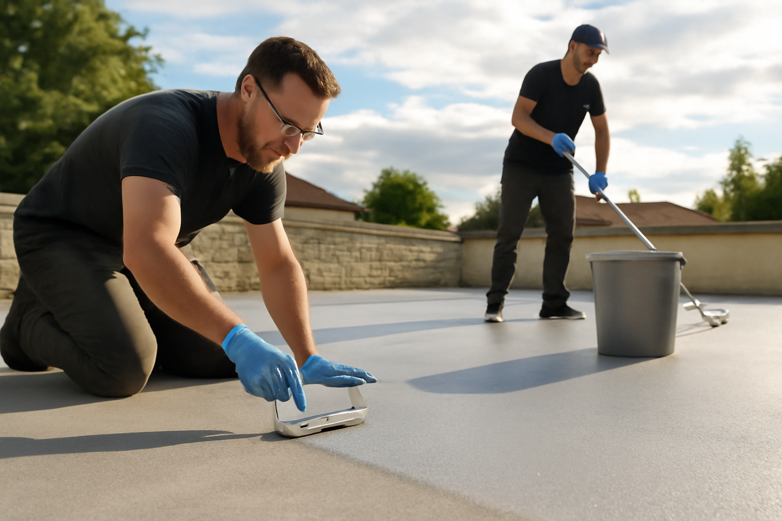 résine polyuréthane sur terrasse extérieure béton, préparation et application en conditions réelles
