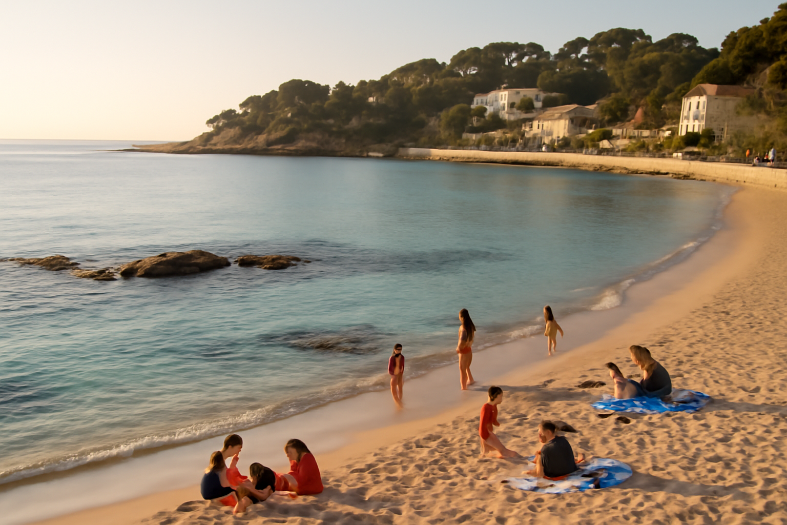 plage de portissol à Sanary-sur-Mer, sable fin et eau claire